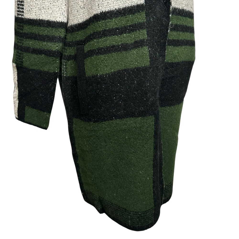 JOSEPH A / Black Green Cream Plaid Long sweater / Small / Preppy Bohemian Fall - Picture 11 of 15